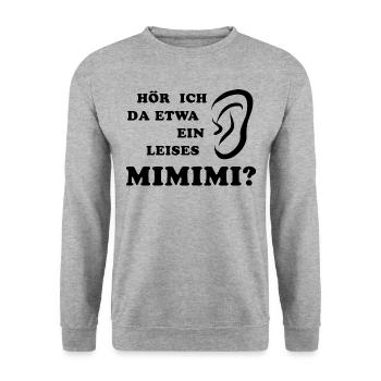 Hör ich da etwa ein leises Mimimi rumheulen Spruc - Unisex Pullover - Weißgrau meliert - Vorne - Alina (178cm) & Michal (187cm)