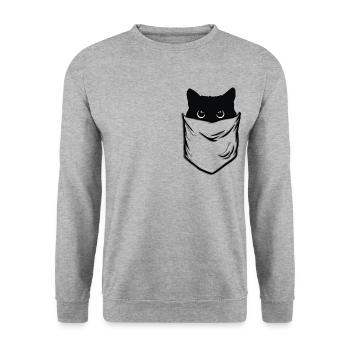 Tasche schwarze Katze - Unisex Pullover - Weißgrau meliert - Vorne - Alina (178cm) & Michal (187cm)