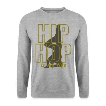hip hop is my life - Unisex Pullover - Weißgrau meliert - Vorne - Alina (178cm) & Michal (187cm)