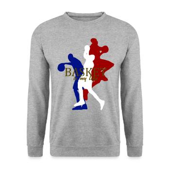basket is my life - Unisex Sweatshirt - salt & pepper - Front - Alina (178cm) & Michal (187cm)