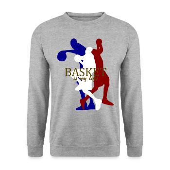 basket is my life - Unisex Sweatshirt - salt & pepper - Front - Alina (178cm) & Michal (187cm)