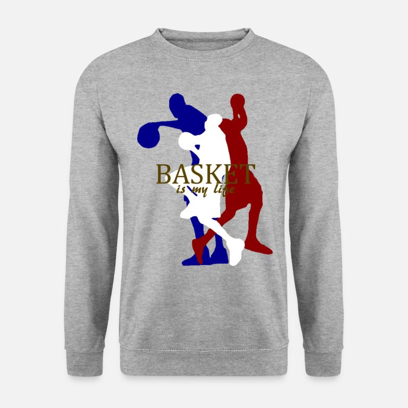 basket is my life - Unisex Pullover - Weißgrau meliert