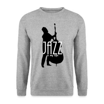 jazz is my life - Unisex Pullover - Weißgrau meliert - Vorne - Alina (178cm) & Michal (187cm)