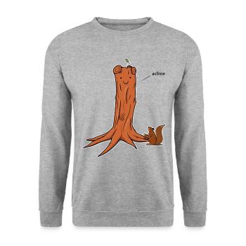 Astrein Cartoon Illustration Text schwarz - Unisex Pullover - Weißgrau meliert - Vorne - Alina (178cm) & Michal (187cm)