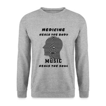 Musique Musique Musique Musique Musique Musique Musique Musique - Sweat-shirt Unisexe - gris chiné - Devant - Alina (178cm) & Michal (187cm)