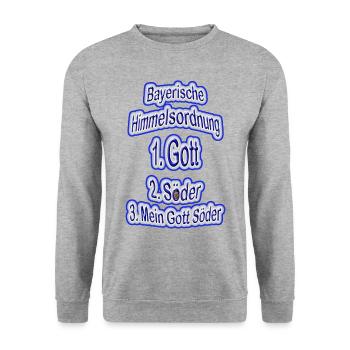 Bayerische Ordnung mein Gott Söder jokebank - Unisex Pullover - Weißgrau meliert - Vorne - Alina (178cm) & Michal (187cm)
