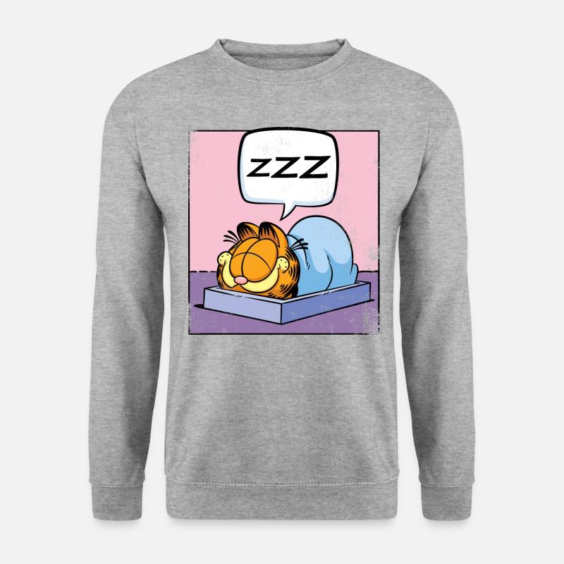Garfield Schlafender Kater Zzz Power Nap - Unisex Pullover - Weißgrau meliert