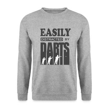 Dart cool saying Easily distracted by Darts - Unisex Sweatshirt - salt & pepper - Front - Alina (178cm) & Michal (187cm)