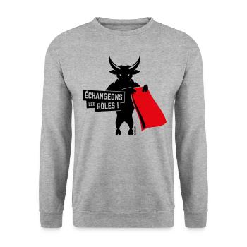 Échangeons Les Rôles ! (Contre La Tauromachie, 2C) - Sweat-shirt Unisexe - gris chiné - Devant - Alina (178cm) & Michal (187cm)