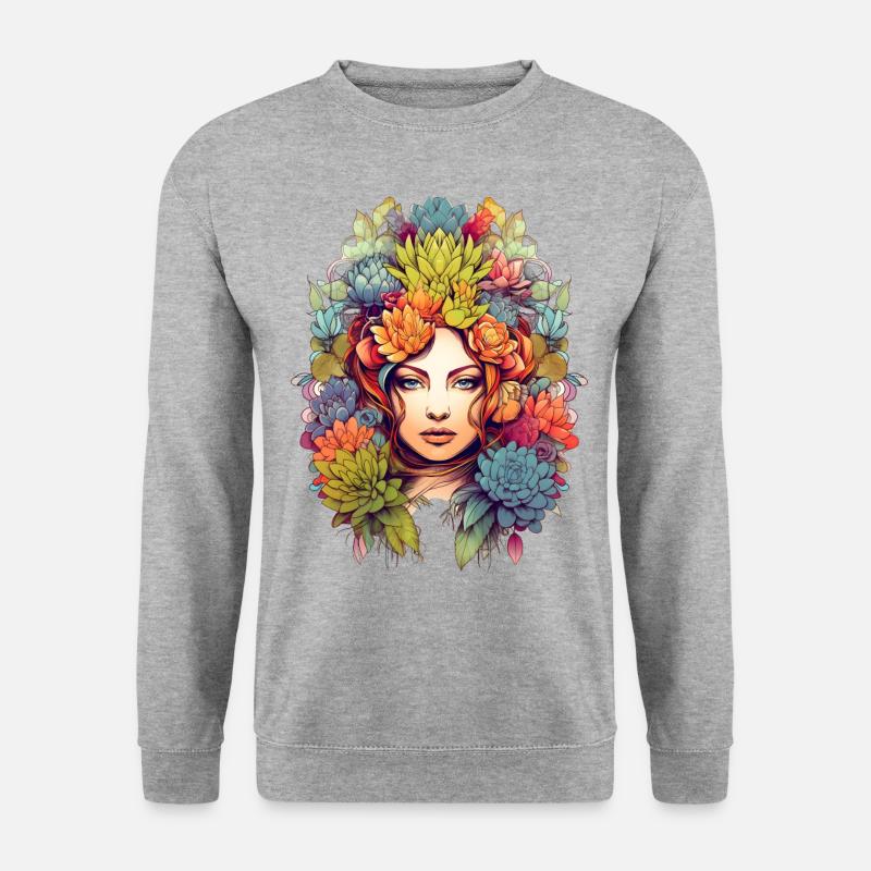 Sukkulenten Frau - Unisex Pullover - Weißgrau meliert