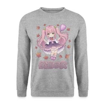 Fille manga - bienvenue l'automne - Sweat-shirt Unisexe - gris chiné - Devant - Alina (178cm) & Michal (187cm)
