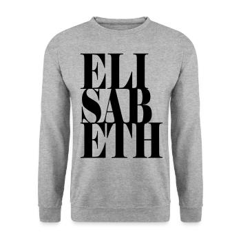 Elisabeth Surname First name Modern font Word Art - Unisex Sweatshirt - salt & pepper - Front - Alina (178cm) & Michal (187cm)