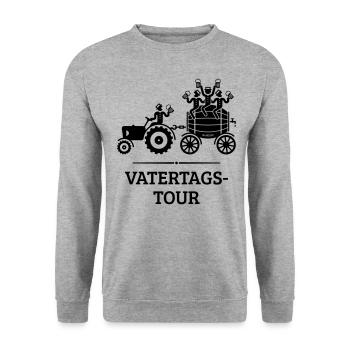 Vatertagstour Trecker Bierfass (Vatertag / Black) - Unisex Pullover - Weißgrau meliert - Vorne - Alina (178cm) & Michal (187cm)
