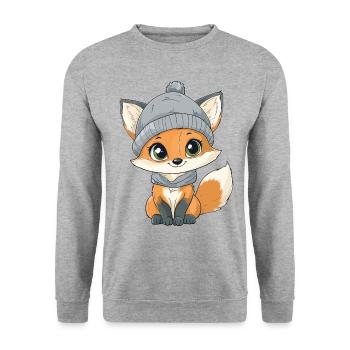 renard mignon mignon bébé enfants animal dessin animé - Sweat-shirt Unisexe - gris chiné - Devant - Alina (178cm) & Michal (187cm)