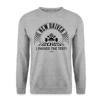 New Driver 2025 – I Passed The Test! (Black) - Unisex Sweatshirt - salt & pepper - Front - Alina (178cm) & Michal (187cm)