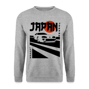 Légende sur roues – Icône de la voiture de sport JDM - Sweat-shirt Unisexe - gris chiné - Devant - Alina (178cm) & Michal (187cm)