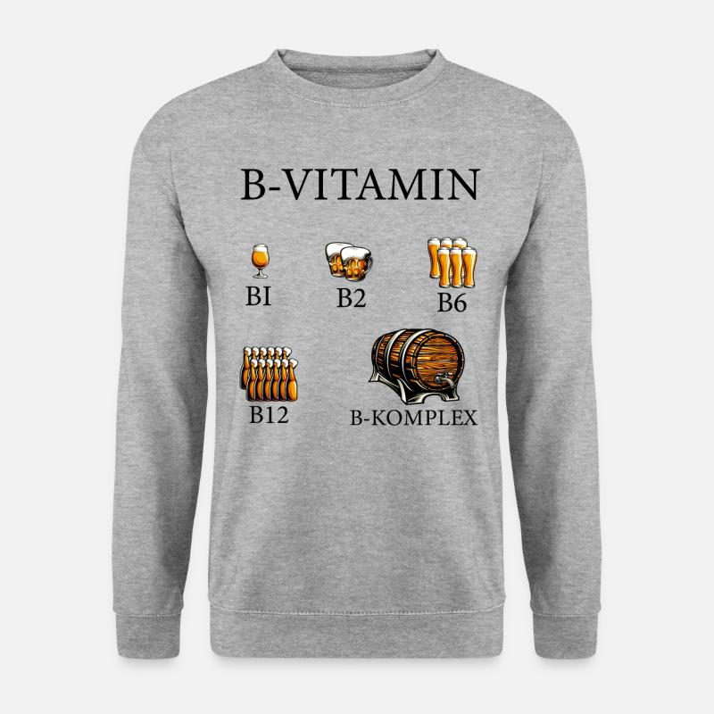 B-Vitamin Bier Alkohol - Unisex Pullover - Weißgrau meliert