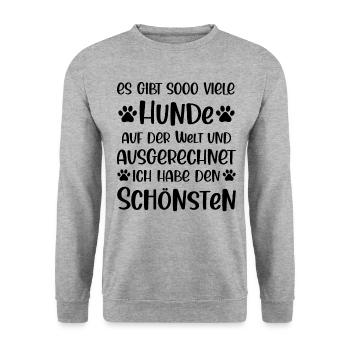 Es gibt so viele Hunde auf der Welt ausgerechnet - Unisex Pullover - Weißgrau meliert - Vorne - Alina (178cm) & Michal (187cm)