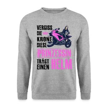 Vergiss die Krone diese Prinzessin trägt einen Hel - Unisex Pullover - Weißgrau meliert - Vorne - Alina (178cm) & Michal (187cm)