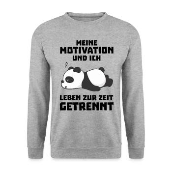 Meine Motivation und ich leben zur Zeit getrennt - Unisex Pullover - Weißgrau meliert - Vorne - Alina (178cm) & Michal (187cm)