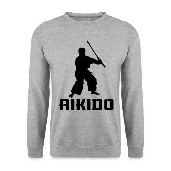 Aikido - Unisex Pullover - Weißgrau meliert - Vorne - Alina (178cm) & Michal (187cm)