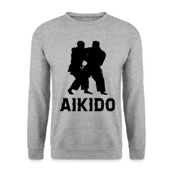 Aikido - Unisex Pullover - Weißgrau meliert - Vorne - Alina (178cm) & Michal (187cm)