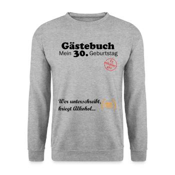 Gästebuch zum 30. Geburtstag1994 Lustig Alkohol - Unisex Pullover - Weißgrau meliert - Vorne - Alina (178cm) & Michal (187cm)
