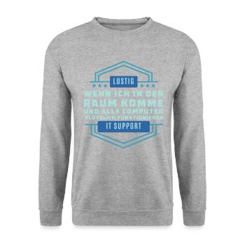 Lustigen Technologiespruch - Tech Support - Unisex Pullover - Weißgrau meliert - Vorne - Alina (178cm) & Michal (187cm)