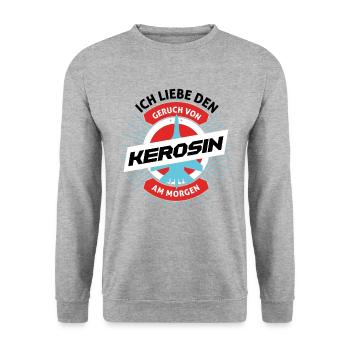 Kerosin Am Morgen - Flugzeug Pilot - Unisex Pullover - Weißgrau meliert - Vorne - Alina (178cm) & Michal (187cm)