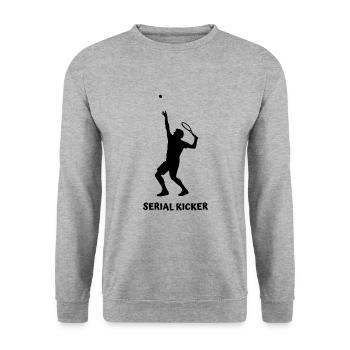 Tennis Service Serial Kicker - Sweat-shirt Unisexe - gris chiné - Devant - Alina (178cm) & Michal (187cm)