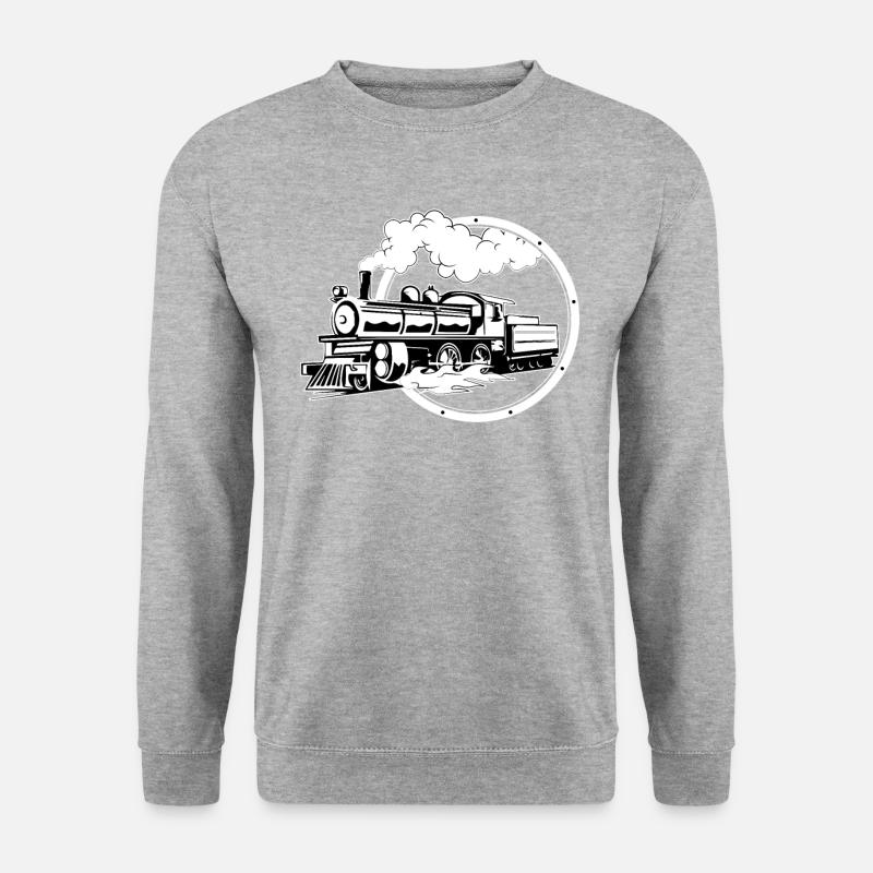 Dampflok - Dampflok - Unisex Pullover - Weißgrau meliert