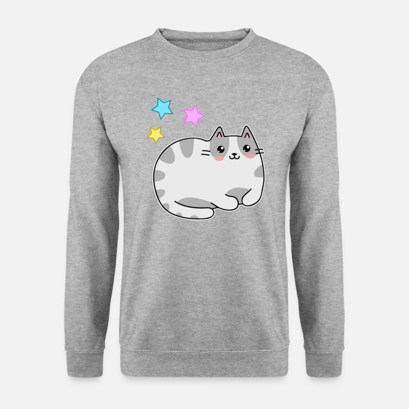 Süßen Kawaii Katze Und Sternen - Kawaii - Unisex Pullover - Weißgrau meliert
