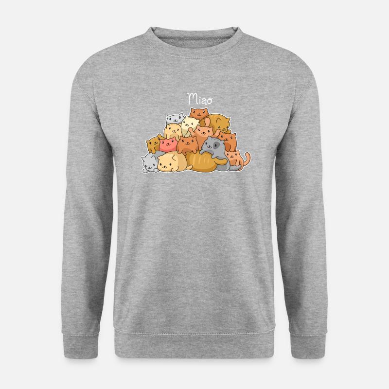 Haufen Von Süßen Katzen Im Kawaii Style - Kawaii - Unisex Pullover - Weißgrau meliert