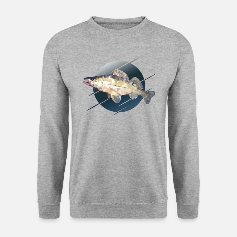 Zander Angeln Fischen - Unisex Pullover - Weißgrau meliert
