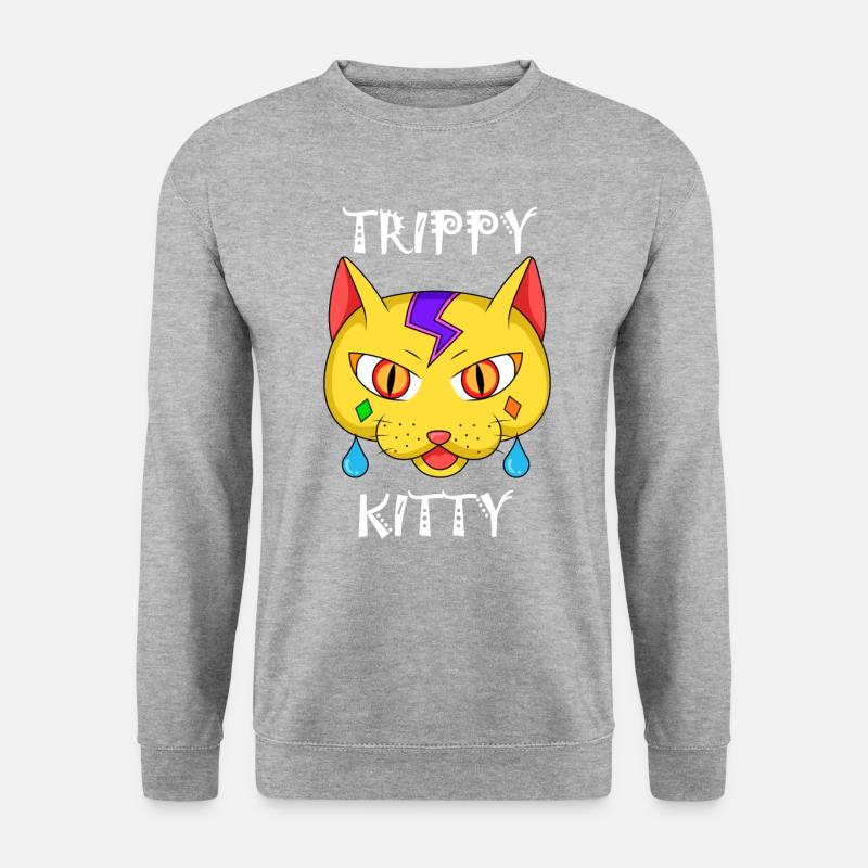 Trippy Kitty - Trippy Kitty - Unisex Pullover - Weißgrau meliert