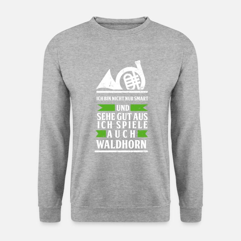Halben Waldhorn - Waldhorn - Unisex Pullover - Weißgrau meliert
