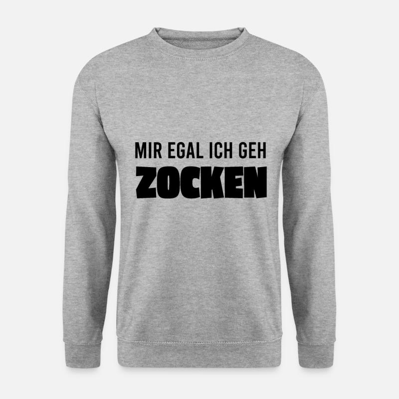 Mir egal ich geh zocken - Unisex Pullover - Weißgrau meliert