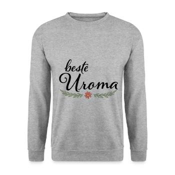 Beste Uroma Geschenk für die liebste Uroma - Unisex Pullover - Weißgrau meliert - Vorne - Alina (178cm) & Michal (187cm)