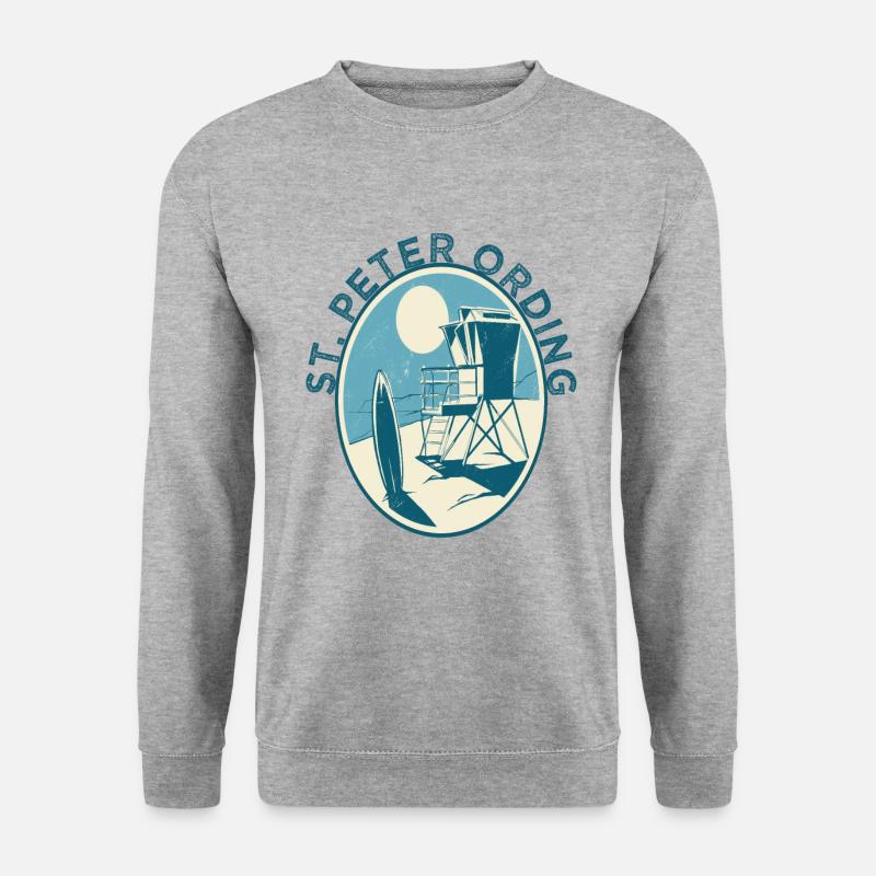 St. Peter Ording Nordsee Urlaub Segeln Surfen - Unisex Pullover - Weißgrau meliert