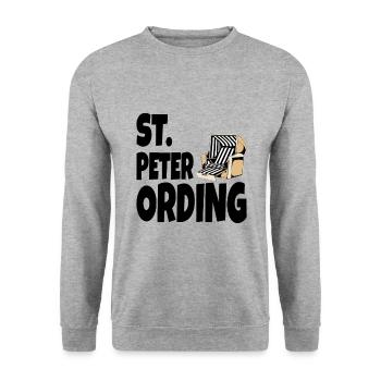 St. Peter Ording Nordsee Urlaub Segeln Surfen - Unisex Pullover - Weißgrau meliert - Vorne - Alina (178cm) & Michal (187cm)