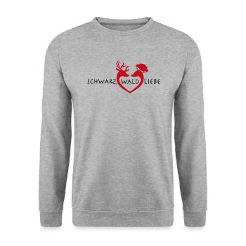 Schwarzwaldliebe - Schwarzwaldmädel Schwarzwald - Unisex Pullover - Weißgrau meliert - Vorne - Alina (178cm) & Michal (187cm)