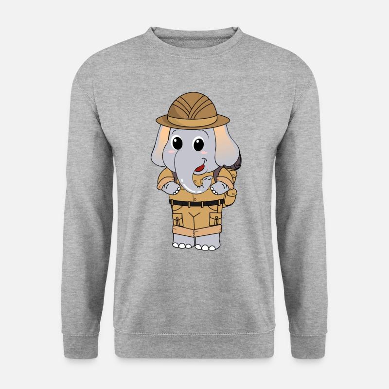 Safari Elefant - Unisex Pullover - Weißgrau meliert