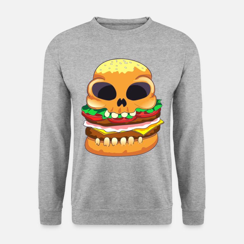 Totenkopf Burger - Unisex Pullover - Weißgrau meliert