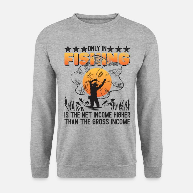 Net Income Angeln - Unisex Pullover - Weißgrau meliert