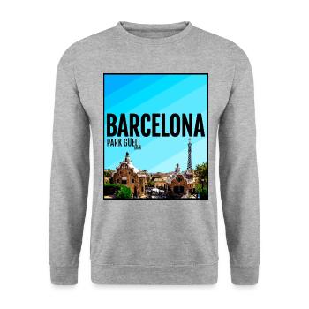 Barcelona City Spain Park Guell Barca - Unisex Sweatshirt - salt & pepper - Front - Alina (178cm) & Michal (187cm)