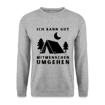 Ich kann gut Mitmenschen umgehen - Unisex Pullover - Weißgrau meliert - Vorne - Alina (178cm) & Michal (187cm)