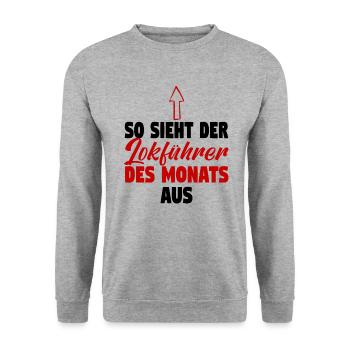 Dampflok Lokführer Eisenbahner Eisenbahn Lok Bahn - Unisex Pullover - Weißgrau meliert - Vorne - Alina (178cm) & Michal (187cm)