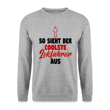 Dampflok Lokführer Eisenbahner Eisenbahn Lok Bahn - Unisex Pullover - Weißgrau meliert - Vorne - Alina (178cm) & Michal (187cm)