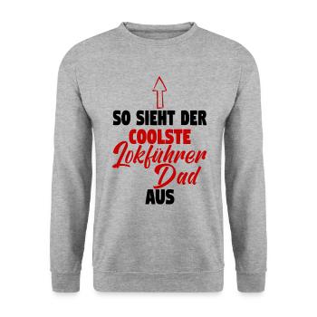 dad Dampflok Lokführer Eisenbahner Eisenbahn Vater - Unisex Pullover - Weißgrau meliert - Vorne - Alina (178cm) & Michal (187cm)