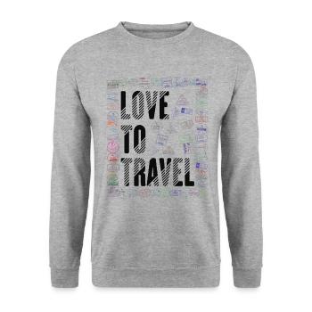 Stamp Flight Travel Holiday Cruise - Unisex Sweatshirt - salt & pepper - Front - Alina (178cm) & Michal (187cm)